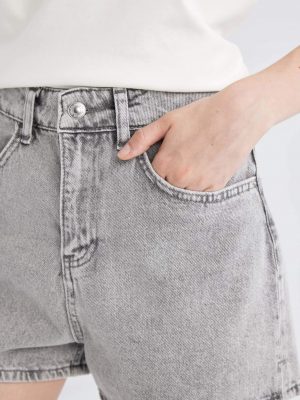 Slate Shadow Architectural Denim Shorts
