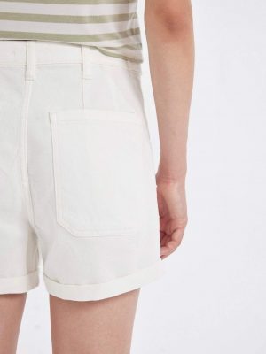 Pristine Ivory Fold-Ankle Denim Shorts