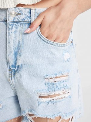 Sky Mist High-Waist Cropped Denim Shorts