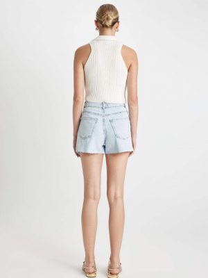 Sky Mist High-Waist Cropped Denim Shorts