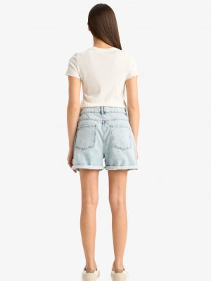 Azure Horizon High-Waist Denim Shorts