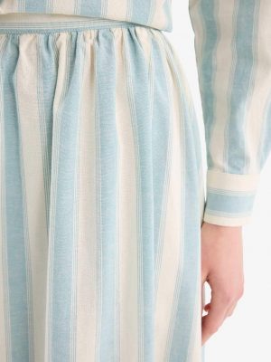 Mint Verdant Striped Linen-Blend Maxi Skirt