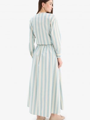 Mint Verdant Striped Linen-Blend Maxi Skirt
