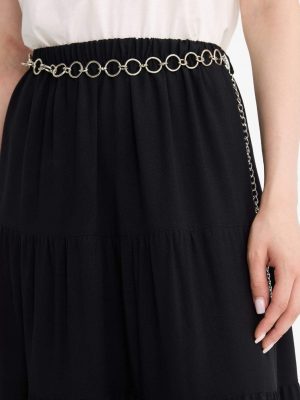 Midnight Onyx Architectural A-Cut Maxi Skirt