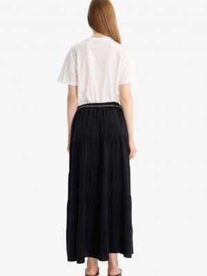Midnight Onyx Architectural A-Cut Maxi Skirt