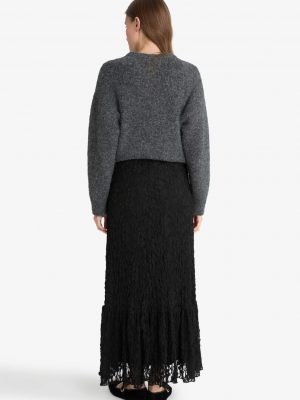 Midnight Onyx A-Line Lace Maxi Skirt