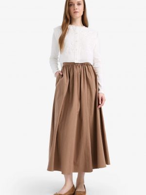 Sepia Poplin Architectural Maxi Skirt