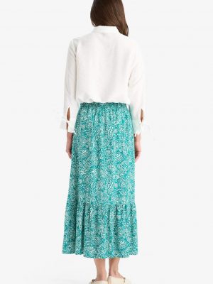 Rama Teal Artisanal Printed Maxi Skirt