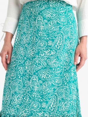 Rama Teal Artisanal Printed Maxi Skirt