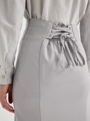 Slate Grey Architectural Pencil Maxi Skirt