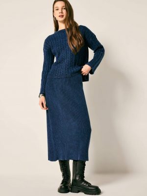 Midnight Navy Classic Cotton Regular Skirt