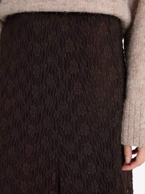 Chestnut Terra A-Line Lace Maxi Skirt