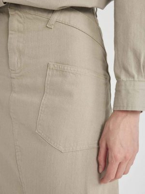 Desert Sand A-Line Gabardine Maxi Skirt