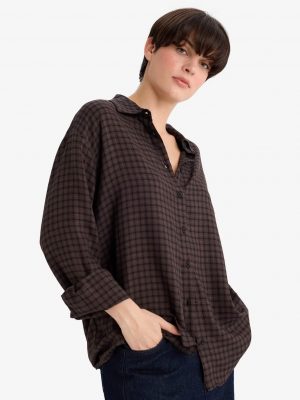 Sepia Plaid Flannel Regular Fit Shirt