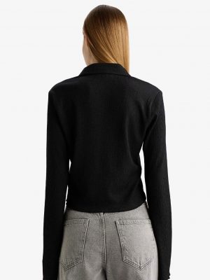 Midnight Onyx Collared Crepe Shirt