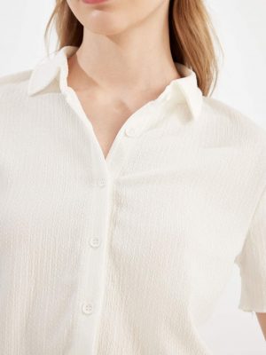 Pristine Ivory Wrinkled Aesthetic Shirt