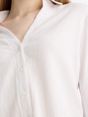 Pristine Ivory Collared Crepe Shirt