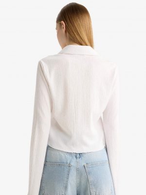 Pristine Ivory Collared Crepe Shirt