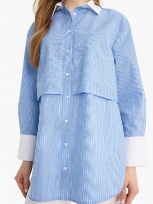 Azure Horizon Relaxed Poplin Tunic